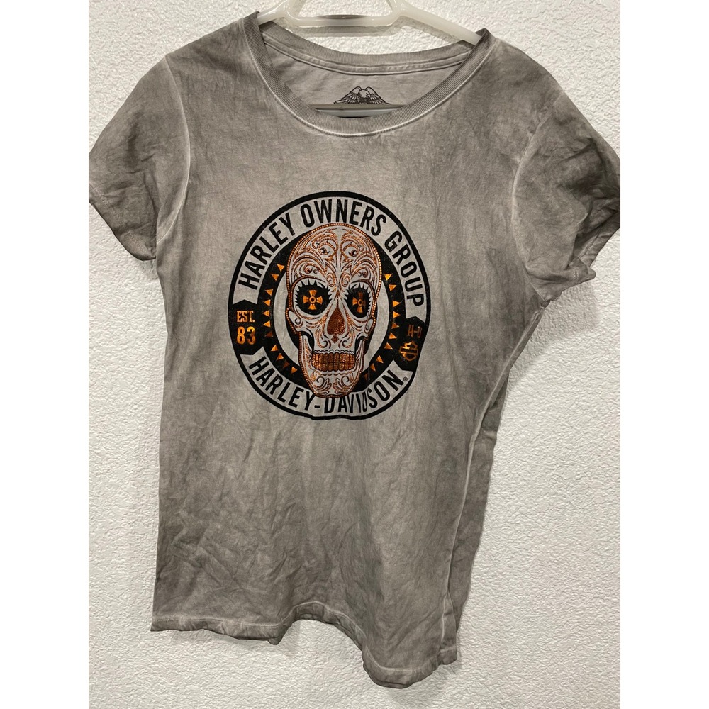 Harley Davidson T Shirt Women's Size L Harley Owners Group Gray